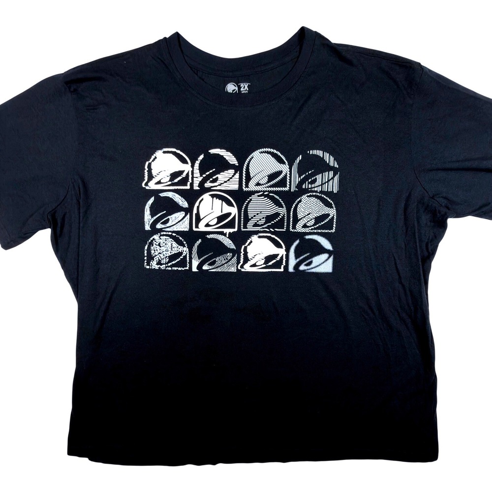 Taco Bell T-Shirt Mens 2X Black Grid Glitch Art Short Sleeve Fast Food Tee